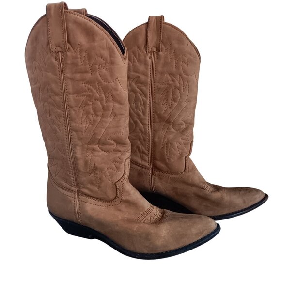 7B Vintage Women's Boots Boho Leather Cowboy Brazil Rafael Virozio 1980's - Picture 1 of 9